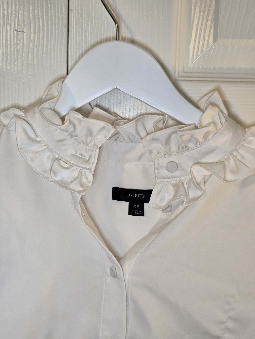 J. Crew White Sleeveless Ruffle-Collar Button Front Top - Picture 4 of 5